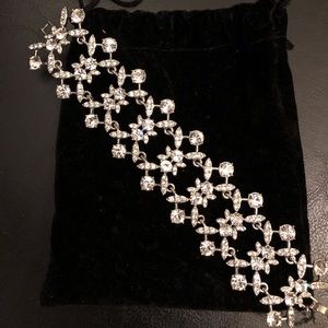 Givenchy Silver Swarovski Crystal Wide Bracelet